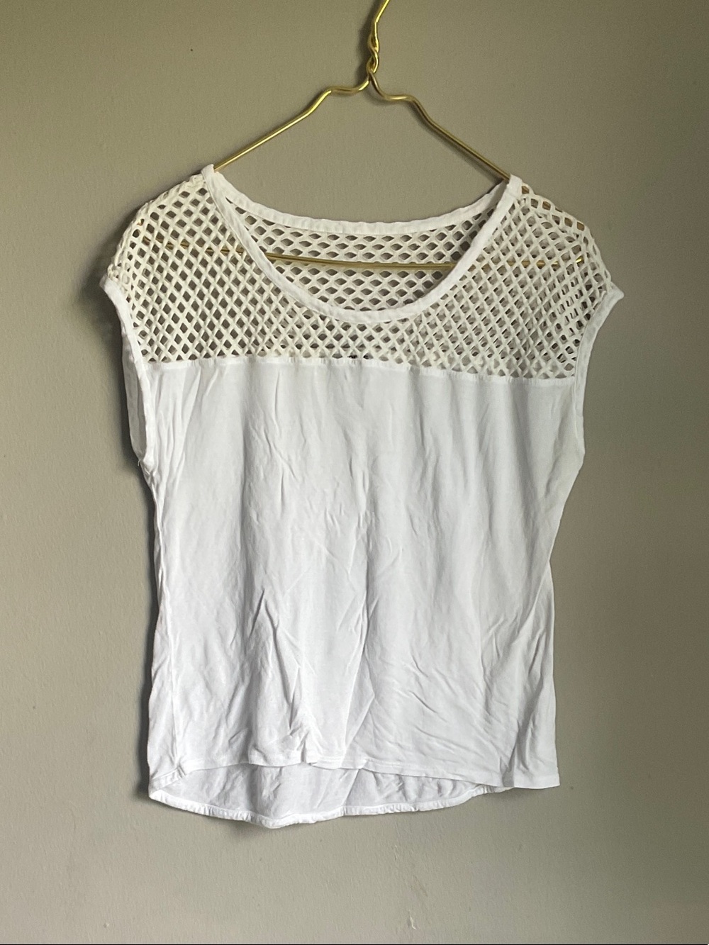 Express White Mesh Yoke Tank Top